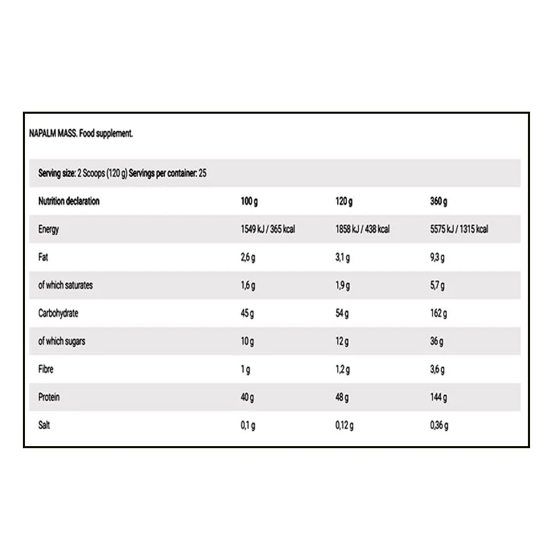 FA Nutrition Xtreme Napalm Mass Gainer 3Kg for Size - Image 2